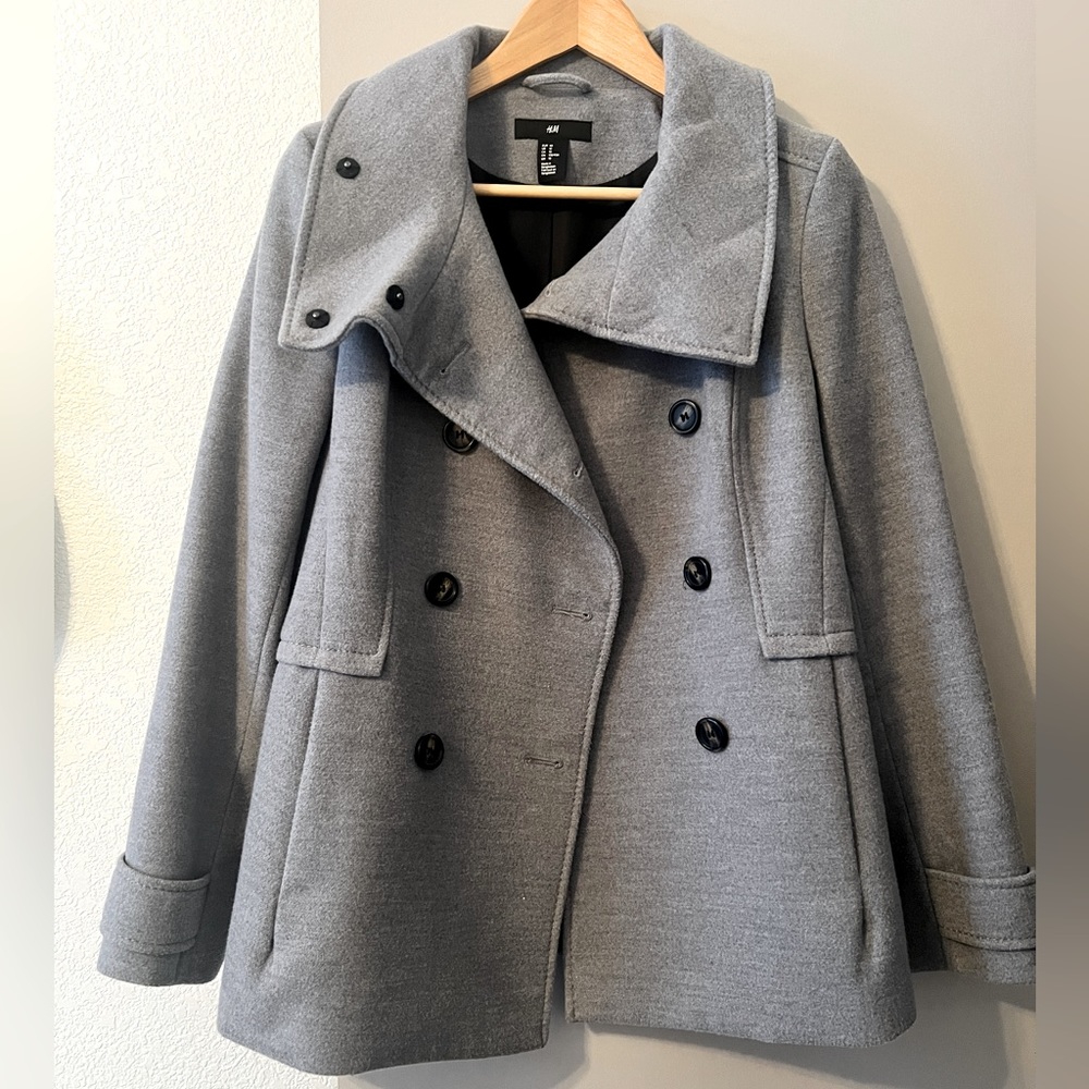 Women’s H&M Gray Pea Coat Size 10